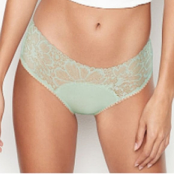 Victoria's Secret Other - Victoria's Secret VS Lace Trim Cheeky Panty Pale Sky Gray Underwear L Hiphugger